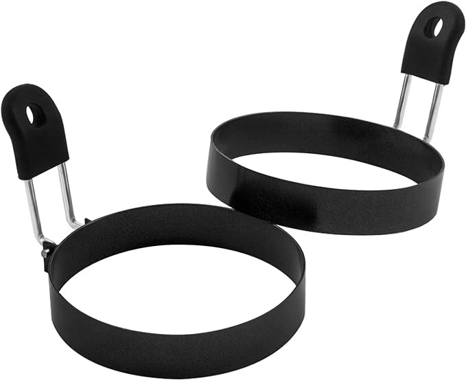 COTEY 3.5" Egg Rings Set of 2 with Silicone Handle, Large Ring for Frying Eggs, Round Mold for En... | Amazon (US)