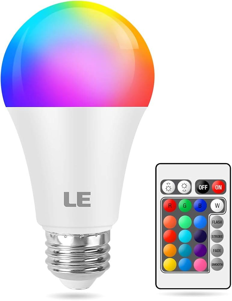 LE 9W Color Changing Light Bulbs with Remote, Dimmable LED Light Bulb, 60W Equivalent 806 Lumens ... | Amazon (US)