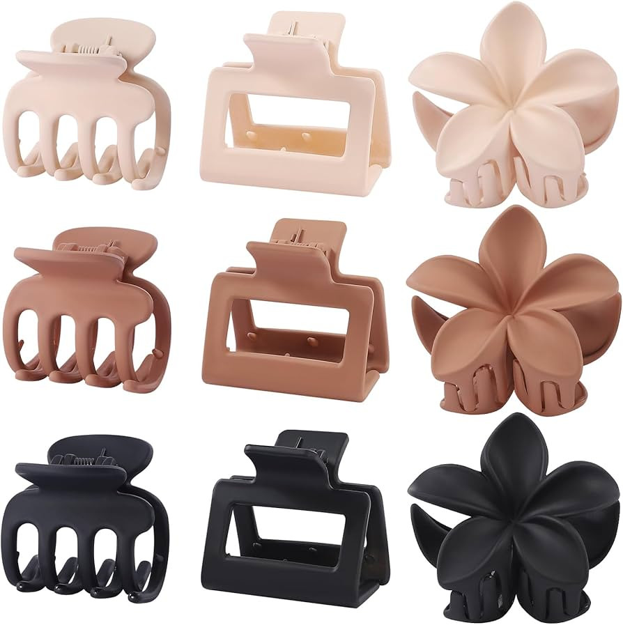 3 Styles Medium Hair Clips for Women 9 Pcs Small Claw Clips for Thin Hair Flower Hair Clips for T... | Amazon (US)