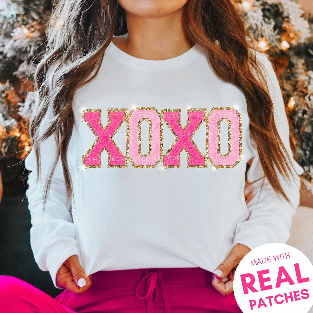 Patch Valentines Day Shirt for Women, Valentines Day Gift for Her, Embroidered Crewneck XOXO Swea... | Etsy (US)