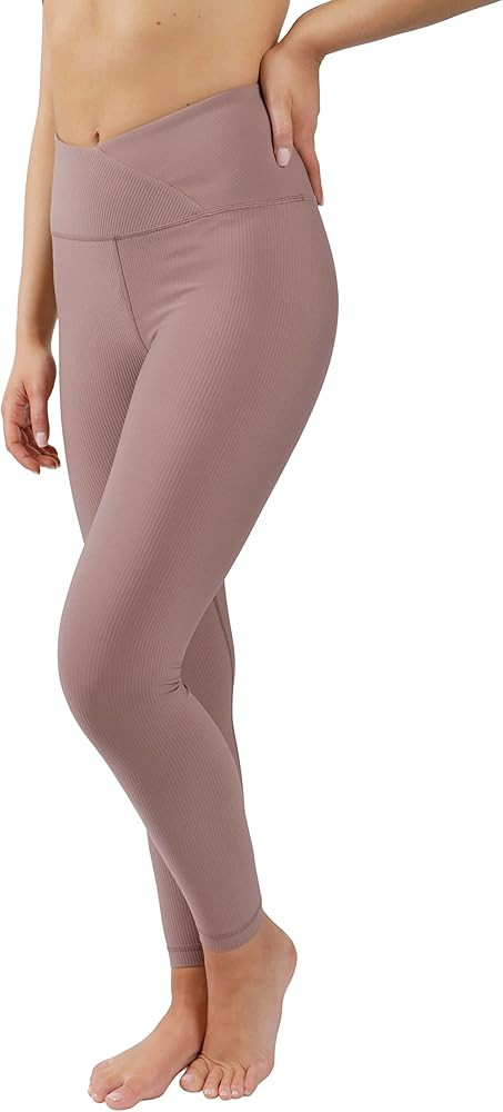 90 Degree By Reflex Interlink Ribbed High Crossover Waist 7/8th Ankle Legging | Amazon (US)