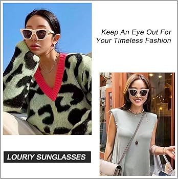 Louriy Vintage Square Cat Eye Sunglasses Women Large Trendy Retro Sun Glasses Classic Thick Recta... | Amazon (US)
