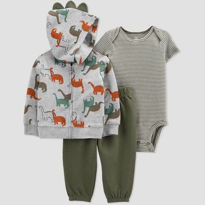 Baby Boys' Dino Hoodie Top & Bottom Set - Just One You® made by carter's Olive | Target