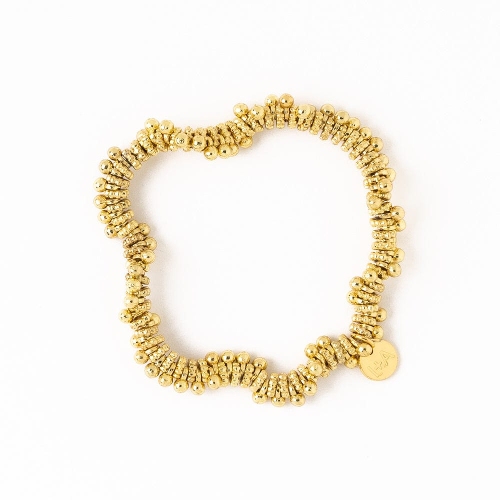 Kate Brass Round And Flat Beads Stretch Bracelet | INK+ALLOY