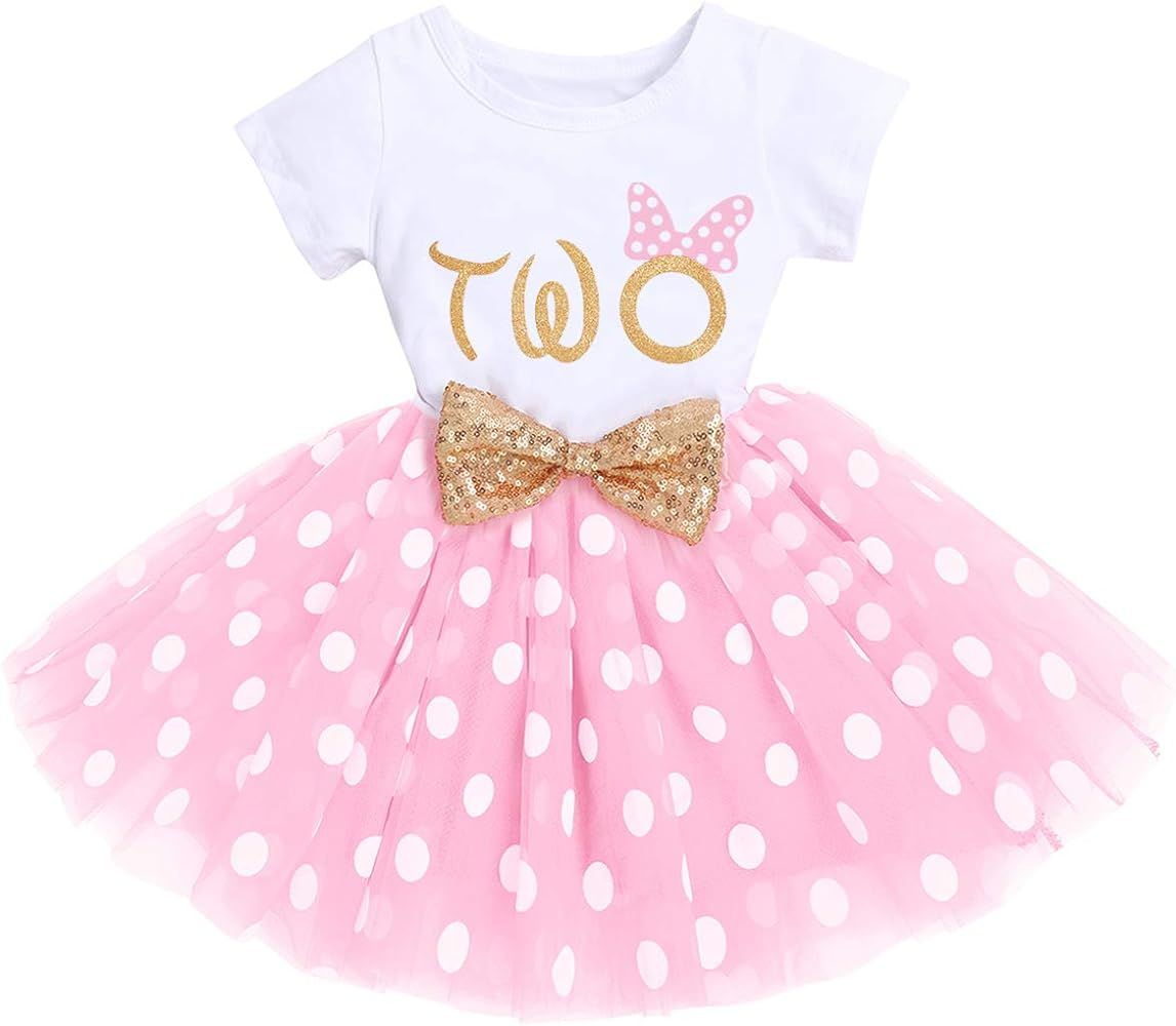 IBTOM CASTLE Baby Girls Cake Smash Birthday Mouse Polka Dots One Sequin Tutu Princess Dress Fancy... | Amazon (US)
