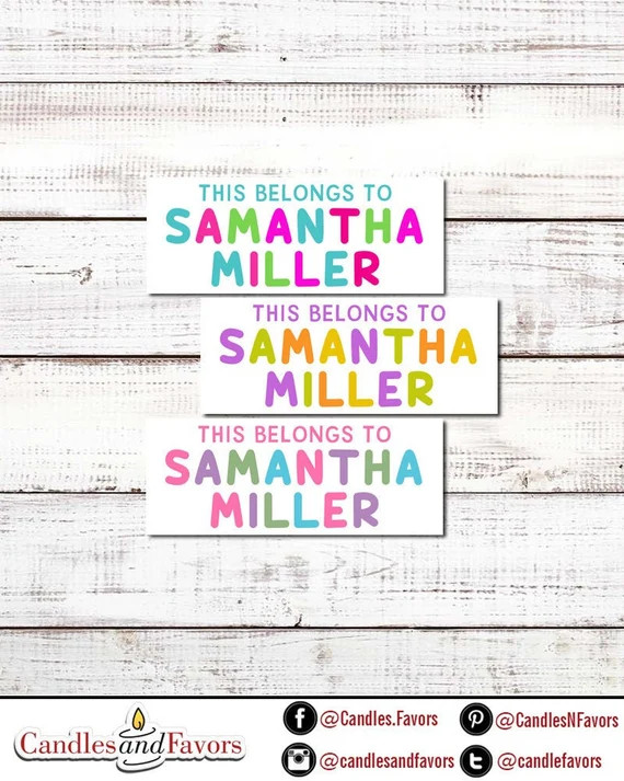 This Belongs to Girl Name Labels  30 Personalized Waterproof - Etsy | Etsy (US)