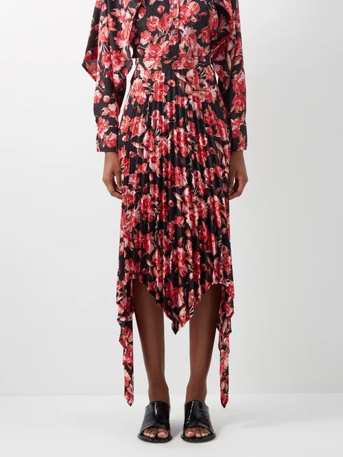 Thebe Magugu - Nightmare Floral-print Pleated Crepe Skirt - Womens - Red Multi | Matches (US)