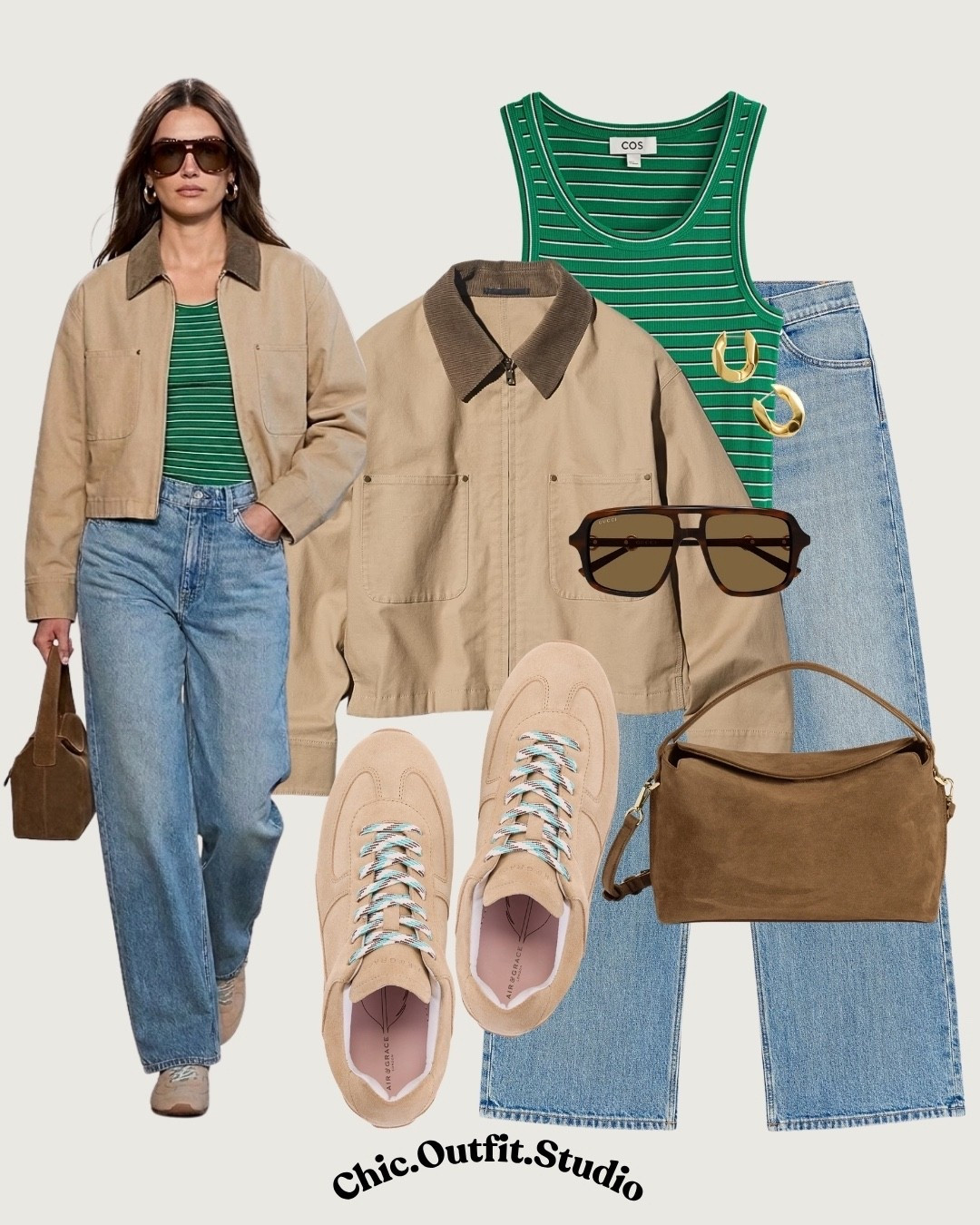 Sporty Chic with Elevated Comfort

✨A neutral beige jacket layered over a green striped tank and classic blue jeans creates a fresh, sporty-chic spring outfit. Paired with comfortable retro sneakers and warm brown accessories, this look feels modern, functional, and easy to wear. Perfect for weekend getaways, sightseeing, coffee runs, or casual days on the go. A great example of how to style comfortable shoes while still looking put-together and intentional.

✨Tags: sporty chic outfit women, comfortable sneakers outfit, spring casual outfit ideas, striped tank outfit women, neutral jacket outfit, everyday outfit inspiration, travel outfit comfortable, minimal chic style, European street style spring, casual denim outfit women

#LTKshoes #LTKspring #LTKuk