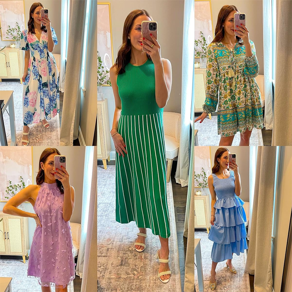 Spring/summer special occasion dresses! I am 5'4.5 and wearing a small in each and TTS in the shoes. wedding guest dress, easter dress  

 #LTKFindsUnder50 #LTKStyleTip