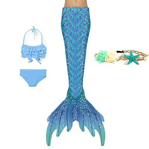 XNSGAO 4PCS Mermaid Tails for Swimming for Girls Kids Mermaid Swimsuit Costume Princess Bikini Set Bathing Suits | Amazon (US)