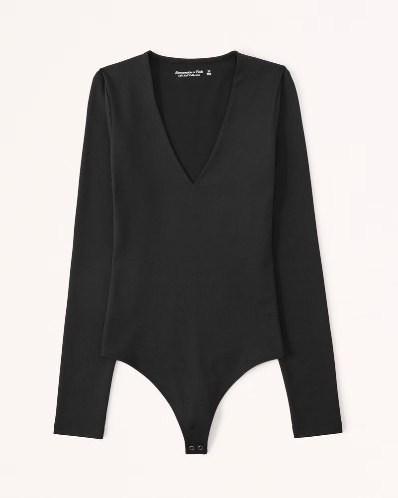 Long-Sleeve Seamless Fabric V-Neck Bodysuit | Abercrombie & Fitch (US)