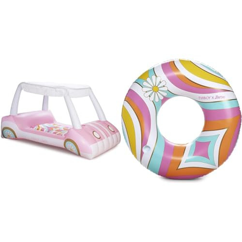FUNBOY & Malibu Barbie Luxury Inflatable Golf Cart & Tube Summer Pool Floats - Land or Water Inflatables with Cup Holder | Amazon (US)