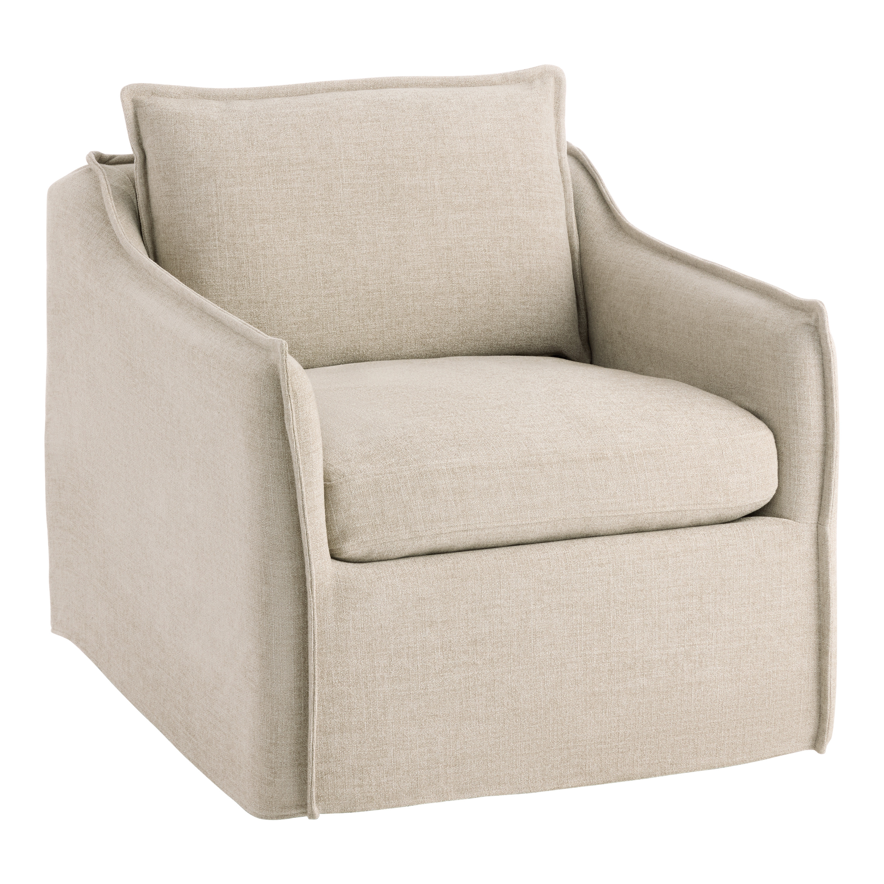 Eileen Textured Woven Slope Arm Slipcover Swivel Chair | World Market