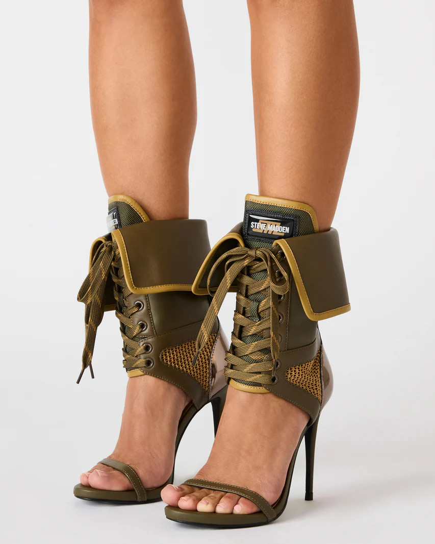 CASELLA Olive Open-Toe Stiletto Lace-Up Women's Heel | Steve Madden (US)