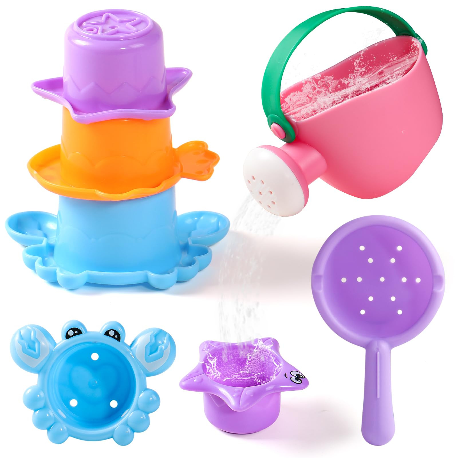 Baby Bath Toys for Kids Ages 1-3 5 PCS Toddler Bath Toys for 2-4 Bathtub Water Toys Baby Gifts (C... | Amazon (US)