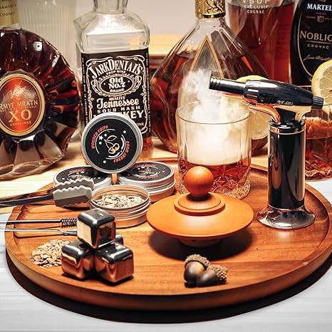 Cocktail Smoker Kit with Torch, Ice Cubes, 4 Flavors Wood Chips, Spoon, Brush-Whiskey Smoker Old ... | Amazon (US)