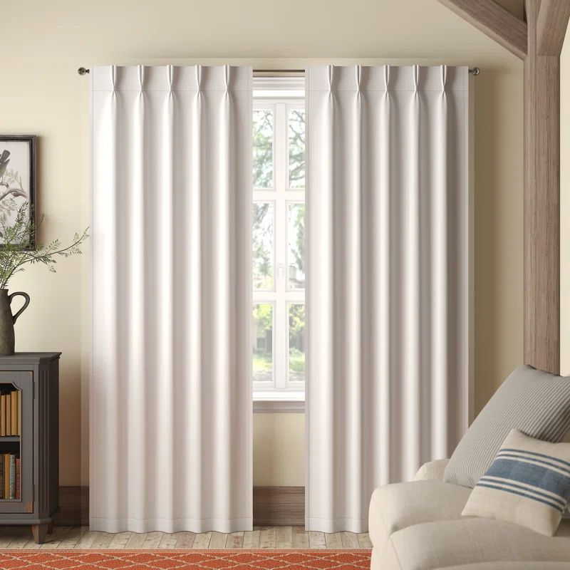 Sateen Solid Room Darkening Thermal Pinch Pleat Curtain Panels (Set of 2) | Wayfair North America