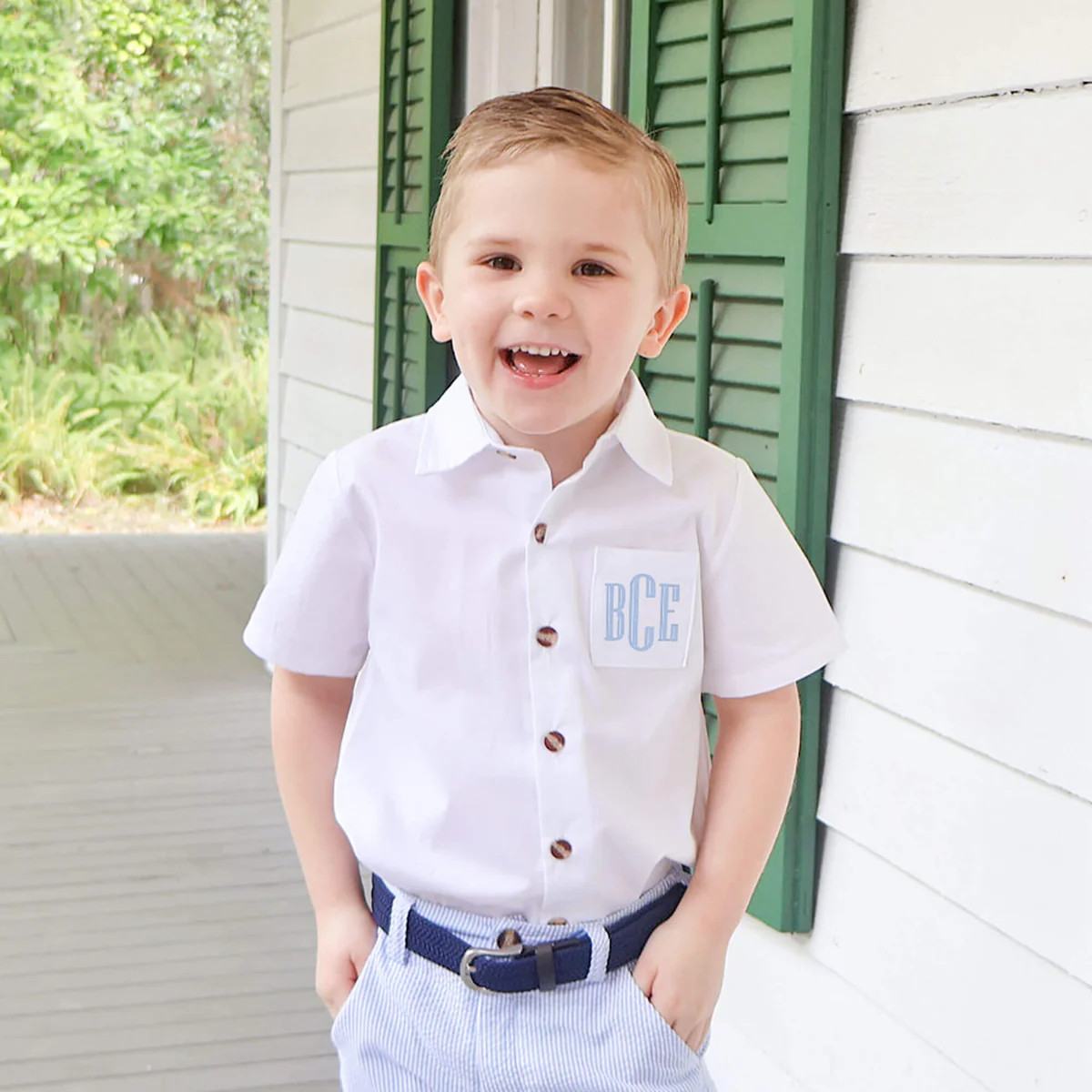 White Short Sleeve Button Down Shirt | Classic Whimsy