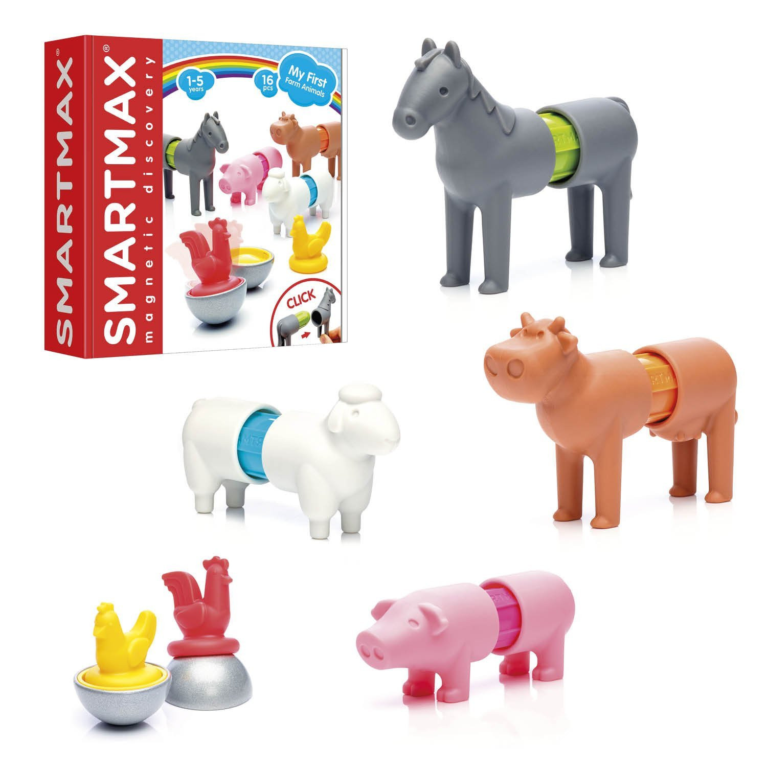 SmartMax My First Farm Animals STEM Magnetic Discovery Building Set with Soft Animals for Ages 1-... | Amazon (US)