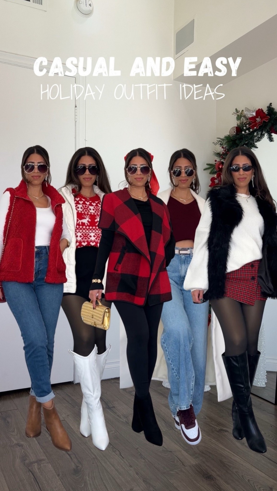 Last minute Casual and easy holiday outfit ideas 
Skinny jeans wearing medium
Levi’s adjustable waist jeans wearing 27
Skirts wearing small 
White coat sold out linked similar 
Fur vest linked similar 
Large in the white sweater and the Christmas sweater 
Small in burgundy sweater 




#LTKHoliday #LTKSeasonal #LTKFindsUnder50