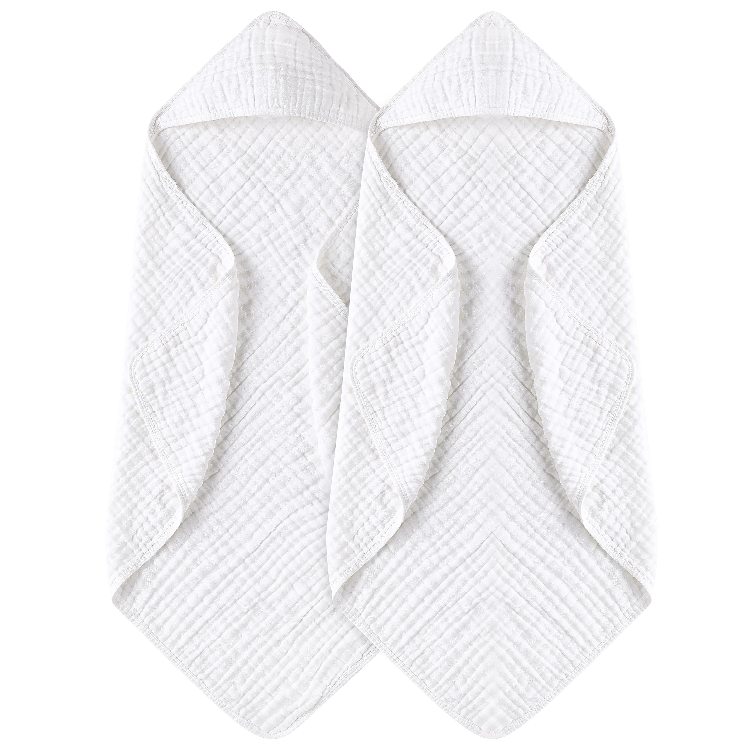 Yoofoss Hooded Baby Towels for Newborn 2 Pack 100% Muslin Cotton Baby Bath Towel with Hood for Babies, Infant, Toddler and Kids, Large 32x32Inch, Soft and Absorbent Newborn Essential | Amazon (US)