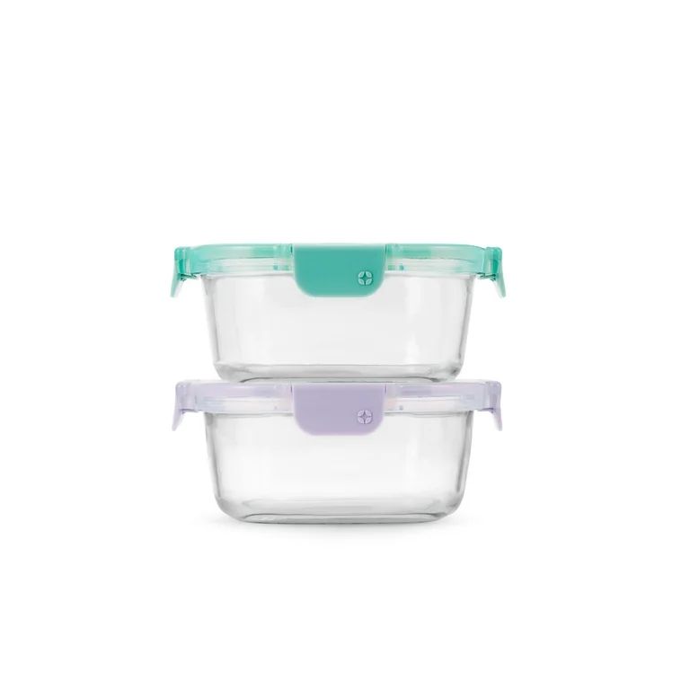 Ello Color Lock 3.4-Cup Round Glass Food Storage Container, 2pk | Walmart (US)