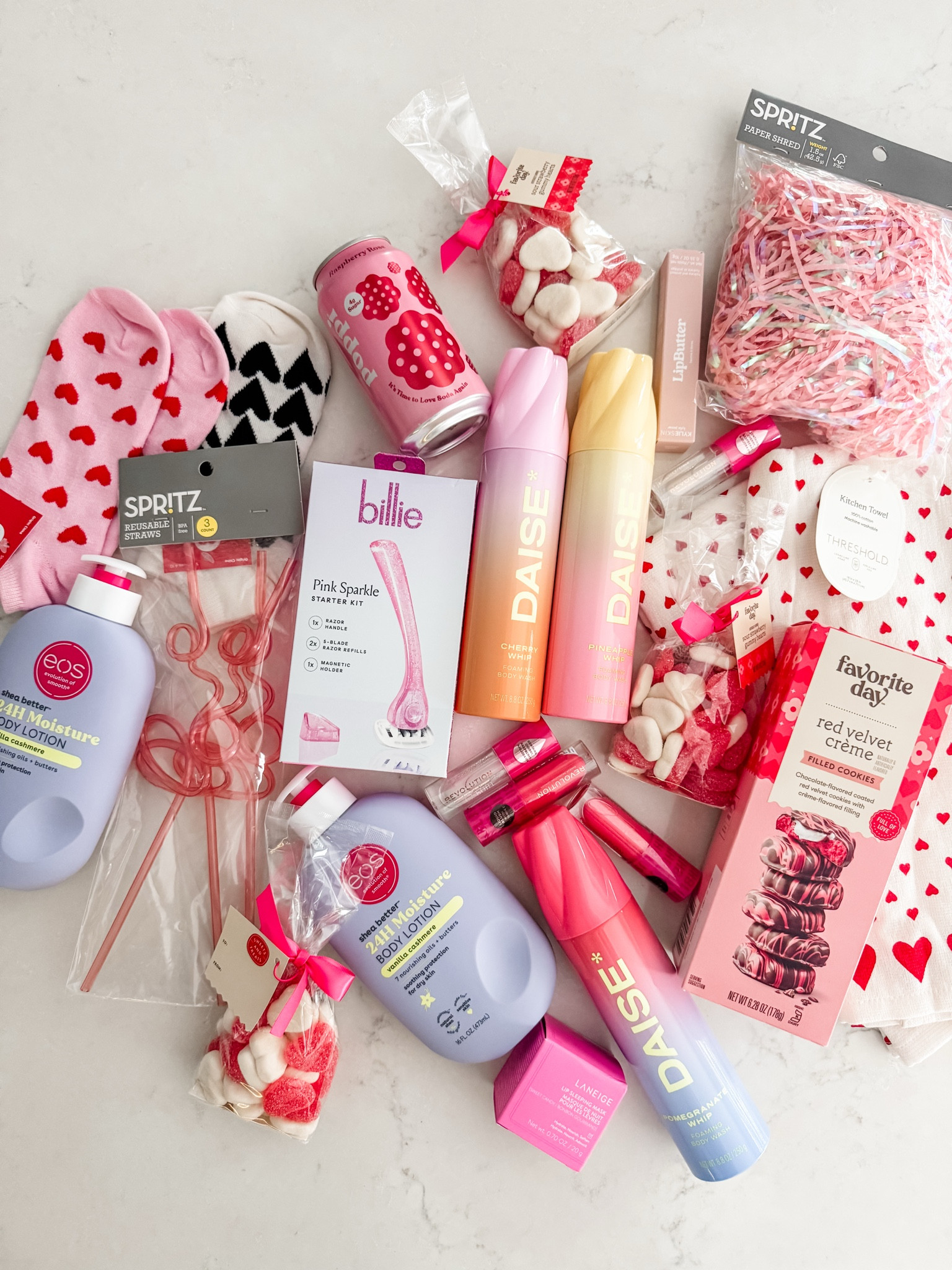 Valentine’s Day Gifts for girls!
Galentine’s Day gifts
Valentine’s Day gifts for teen girls
Target Valentine’s Day haul
Ulta Valentine’s Day 
Red & white sour heart candy
Heart kitchen towel 
Valentine kitchen towel
Heart socks
Poppi soda
Love script straws
Valentine’s Day straws
Billie womens razor
Daise foaming body wash
Revolution blush bomb
Liquid blush
Cream blush
Revolution pout bonb plumping gloss
Revolution lip oil
eos shea butter moisture body lotion vanilla cashmere 
Red velvet cookies
Gift ideas for girls for Valentine’s Day baskets 
Kylie Lip Butter 

#LTKSeasonal #LTKGiftGuide #LTKFamily