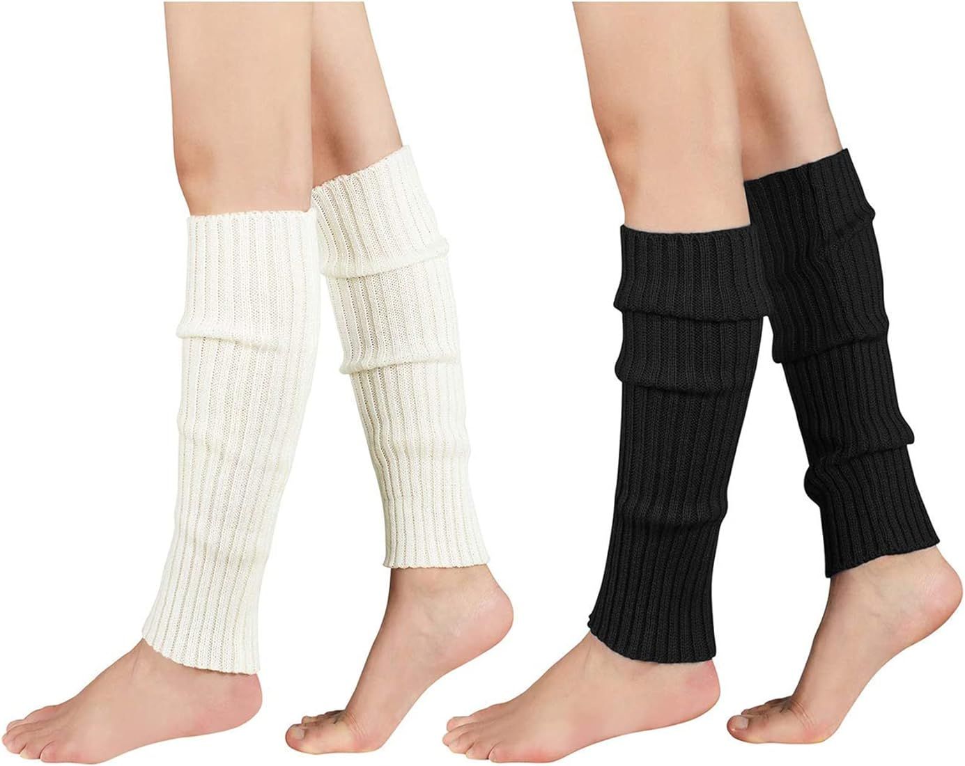 Leg Warmers for Women Girls 80s Ribbed Leg Warmer for Neon Party Knitted Fall Winter Sports Socks | Amazon (US)