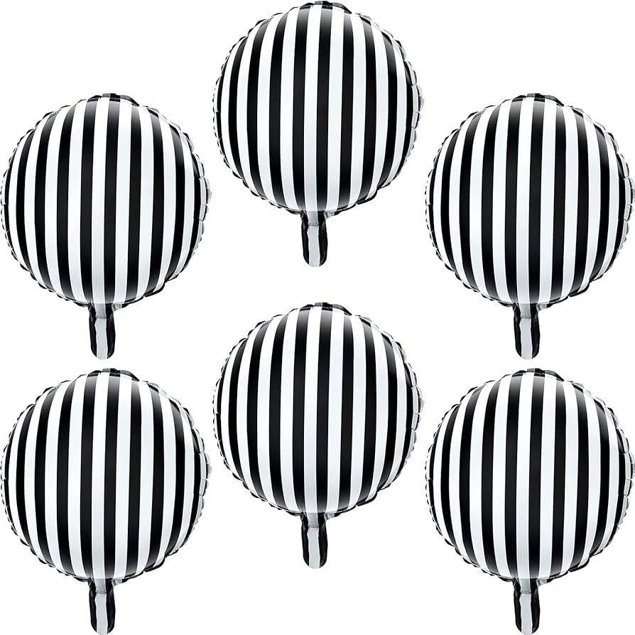 24 Pieces Black and White Striped Balloons 18 Inch Striped Foil Balloons Black Striped Checkered ... | Amazon (US)