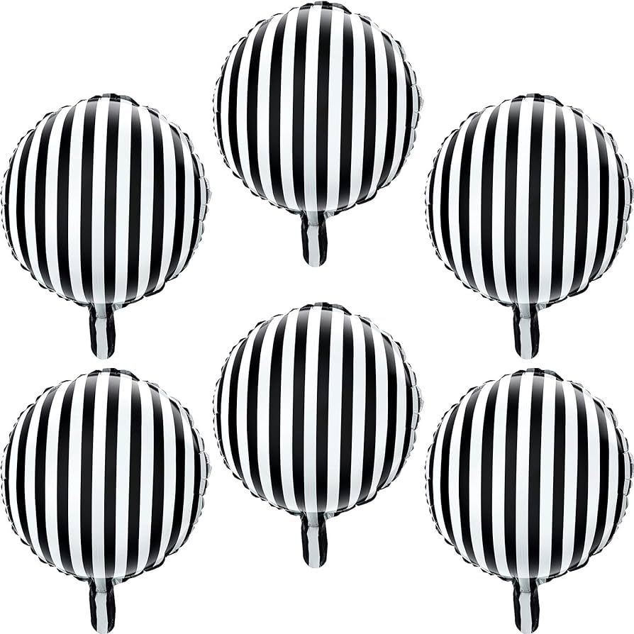 24 Pieces Black and White Striped Balloons 18 Inch Striped Foil Balloons Black Striped Checkered ... | Amazon (US)