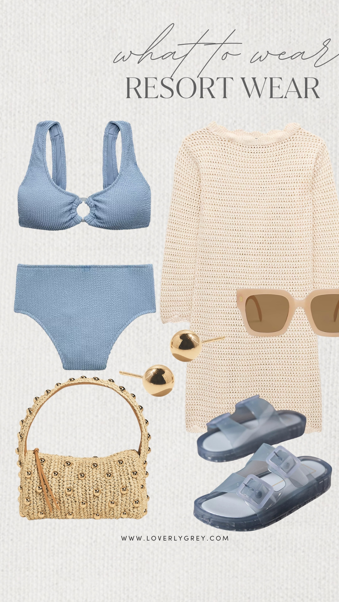 Loverly Grey, what to wear for resort wear! This is an easy, pulled-together look for a lovely day by the water. Layer the knit cover-up over your swimsuit and pair it with slides and a woven bag for a relaxed resort look. Loverly Grey, what to wear, resort wear 

 #LTKootd #LTKSeasonal #LTKSwim