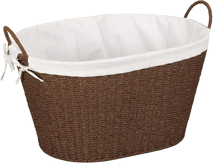 Household Essentials ML-5569 Willow Wicker Laundry Basket with Handles and Liner | Natural Brown | Amazon (US)