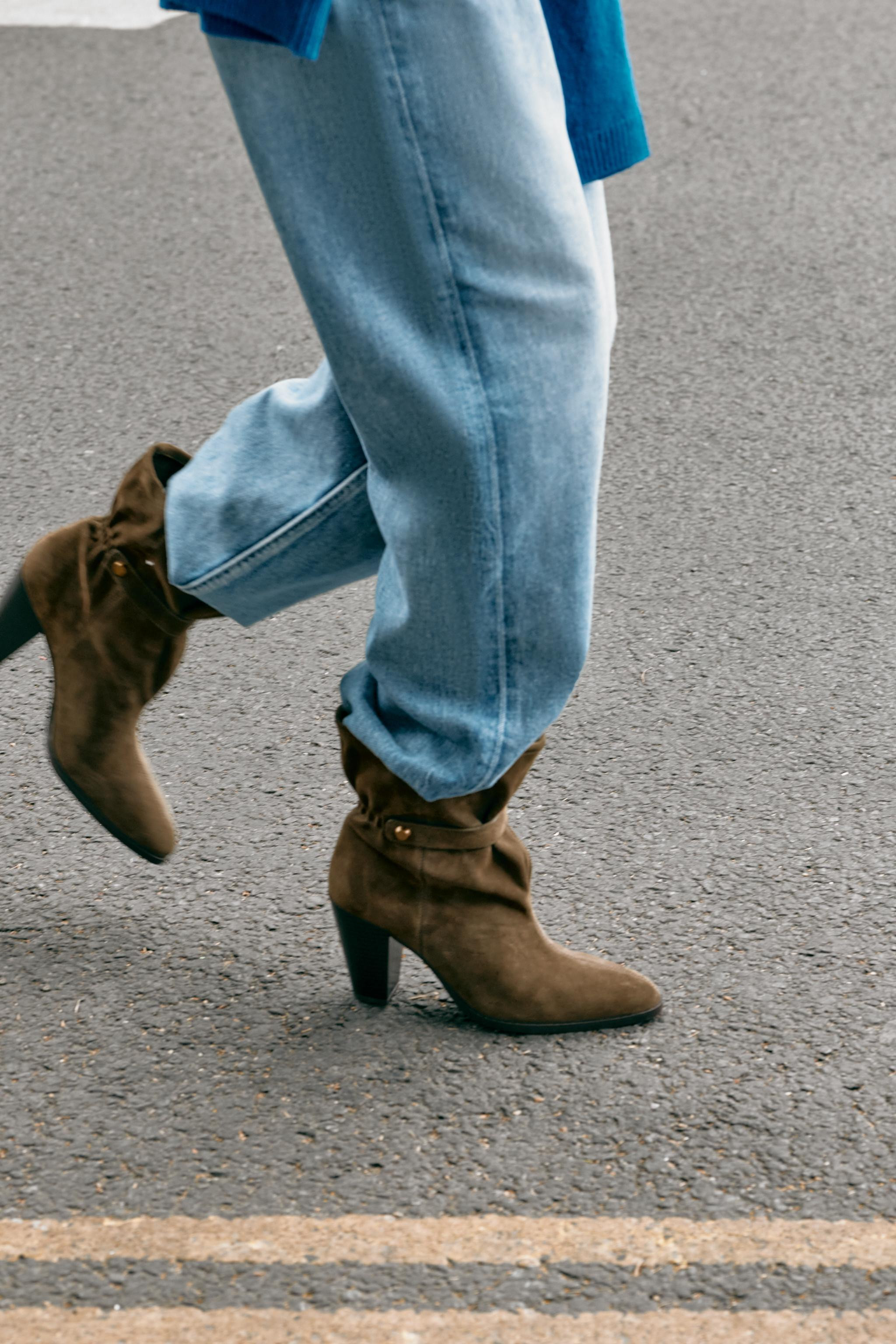 SUEDE SLOUCHY ANKLE BOOTS | Zara US