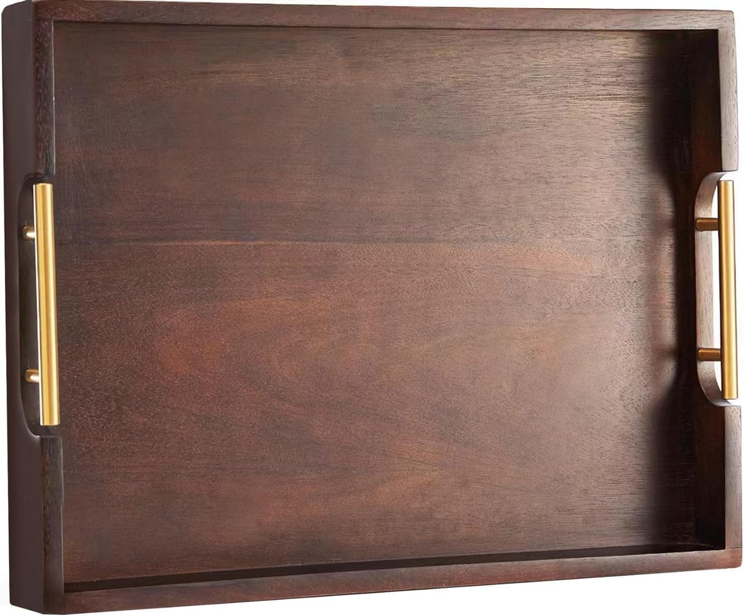 Joy&Grace Ottoman Tray for Living Room, Large Acacia Wooden Serving Tray with Handles for Coffee Table, Breakfast in Bed, Food Dinner, Decorative Tray (Brown, 42.4 x 32.5 cm) | Amazon (UK)