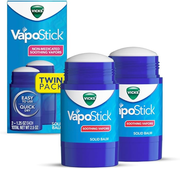 Vicks VapoStick, Solid Balm, No Mess, Soothing Non-Medicated Vicks Vapors, Easy-To-Use No-Touch A... | Amazon (US)