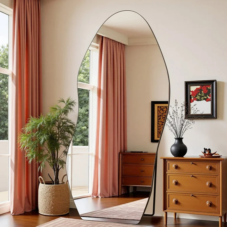 Antok 81"x41" Teardrop Full-Length Mirror with Stand - Elegant Floor Mirror, Shatterproof, Freest... | Walmart (US)