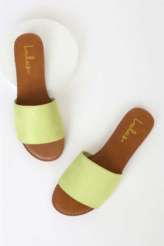 Addison Lime Suede Slide Sandals | Lulus (US)