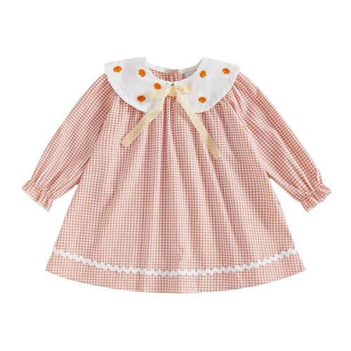 Toddler Baby Girl Back to School Clothes Peter Pan Collar Puff Sleeve Smocked Dress First Day of School Pre K Outfit (Halloween Plaid, 4-5 Years) | Amazon (US)