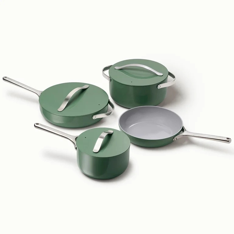 Caraway Ceramic Non-Stick Pots & Pans Cookware Set, 12- Piece, Sage | Walmart (US)
