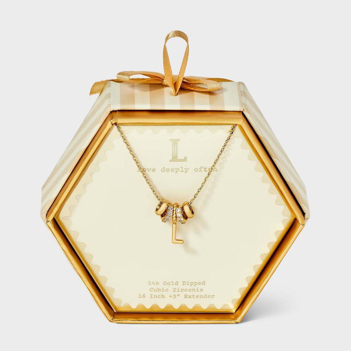 14K Gold Dipped Cubic Zirconia Rondelle Initial Necklace - A New Day™ Gold | Target