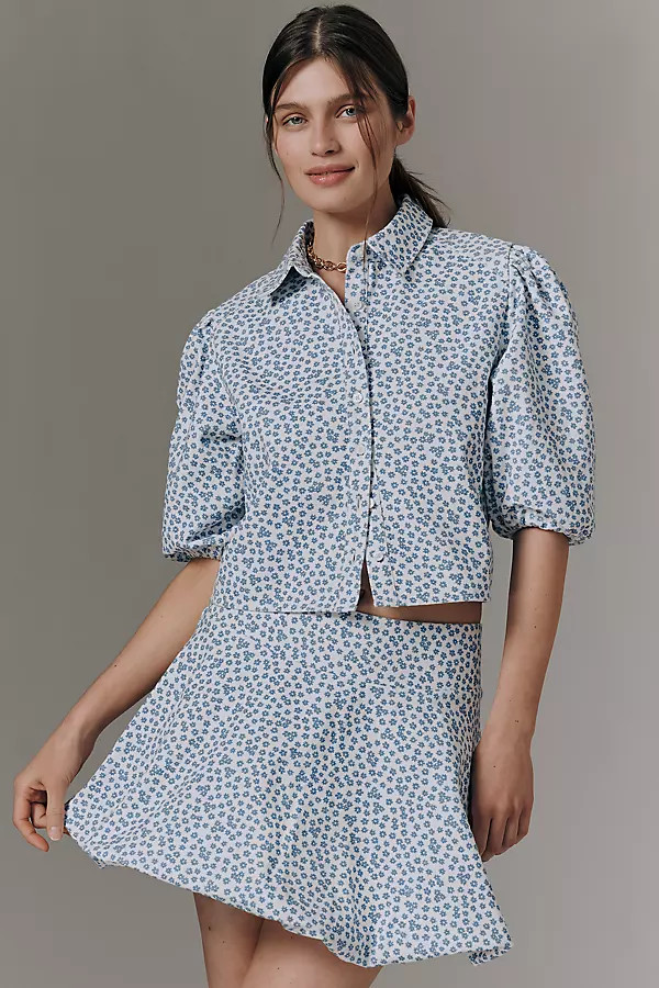 Maeve Printed Bubble Mini Skirt | Anthropologie (US)