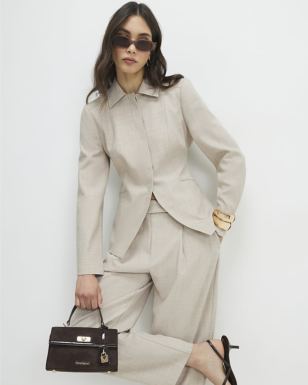 Beige Tailored Shacket | River Island UK & IE