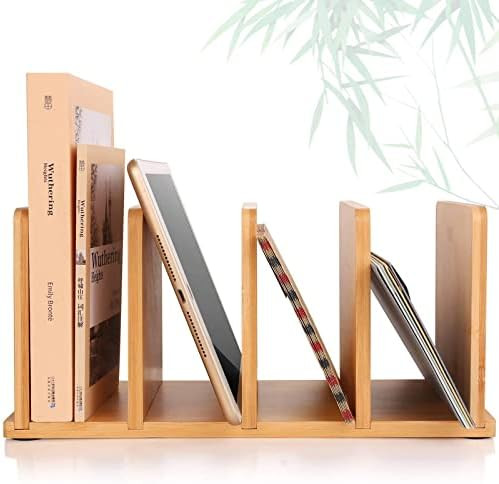 Desk File Mail Organizer Countertop, Bamboo Wood Desktop File Folder 4 Slots, Wooden Countertop S... | Amazon (US)