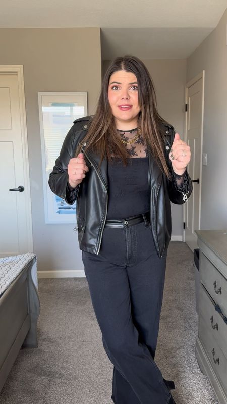 This is a GO TO outfit formula when you don’t know what to wear. Straight or wide leg jeans, tight top, jacket over top and obviously alllll the jewelry!!



And yes these jeans have a leather band at the top which makes them SO stretchy in the waistband 🤩

Jeans from Abercrombie size 32
Lace bodysuit from Abercrombie size large
Leather jacket from Walmart size large 
Square toe boots from target tts

#MidsizeStyle #Midsize #Size12 #Size14 #Size12Style #MomStyle  midsize winter outfit, midsize winter fashion 2023, Mom outfit ideas, curvy winter fashion, mom winter outfit ideas, winter outfit Inspo jeans

#LTKfindsunder50 #LTKstyletip #LTKmidsize