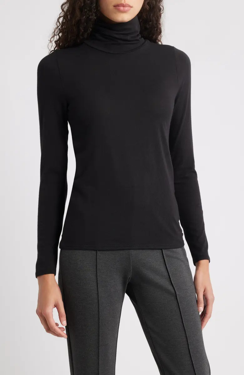 Turtleneck Stretch Organic Cotton Blend Top | Nordstrom