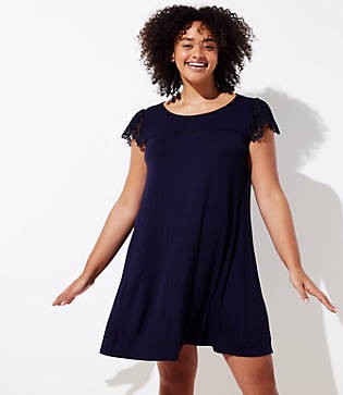 LOFT Plus Lace Cap Sleeve Swing Dress | LOFT