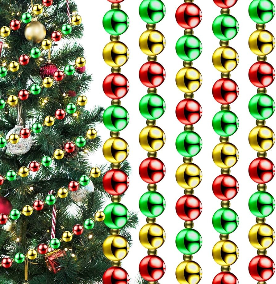 Jetec Christmas Candy Garland Multi Color Glitter Beaded Garland Candy Beads Tree Garland Red and... | Amazon (US)