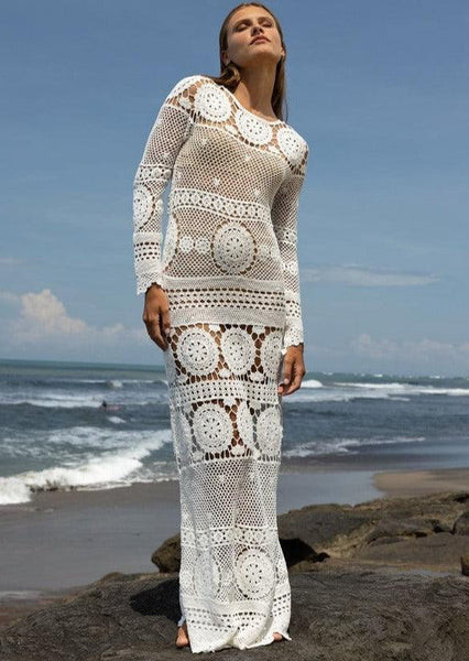 Miss June White Max Crochet Dress Birkin | outdazl