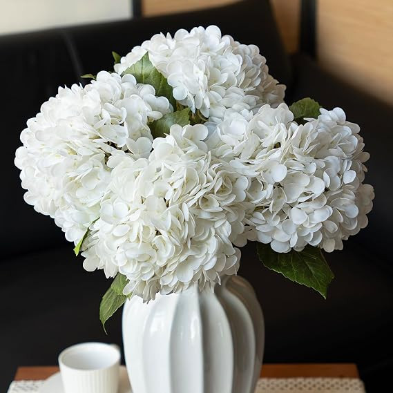 22" Real Soft Touch Hydrangea Artificial Flowers Realistic,Large Long Stem Fake Flowers Full Late... | Amazon (US)
