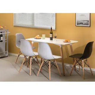 Mid-Century Modern Style Plastic DSW Shell Dining Chair with Solid Beech Wooden Dowel Eiffel Legs... | Bed Bath & Beyond